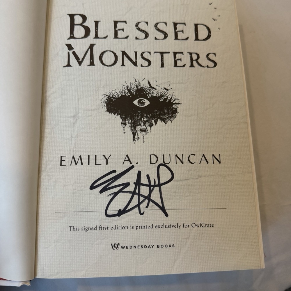 Signed Blessed Monsters Emily A Duncan 1st Edition OwlCrate‎ Exclusive